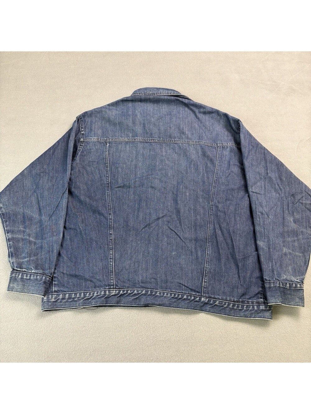 Vintage 90s Knockout Jeans Denim Jean Trucker Jacket Size XL Blue Baggy Hip Hop - Picture 2 of 9